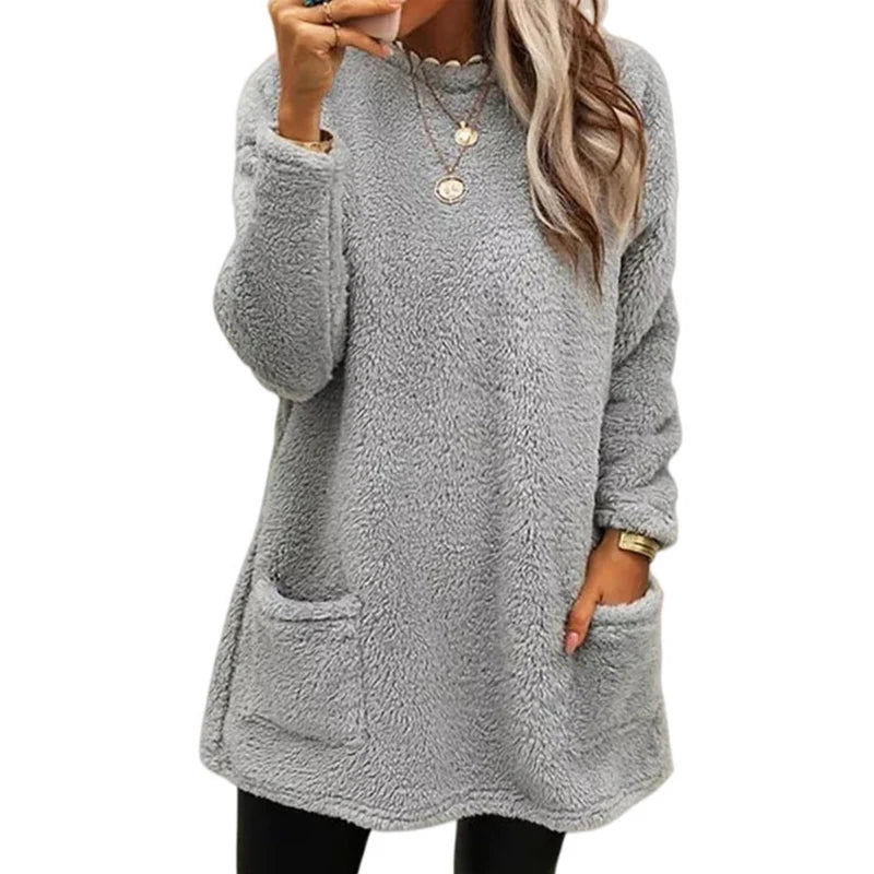 2024 Women’s Winter Warm Fleece Hoodie | Thick Streetwear Loose Casual Hooded Sweatshirt