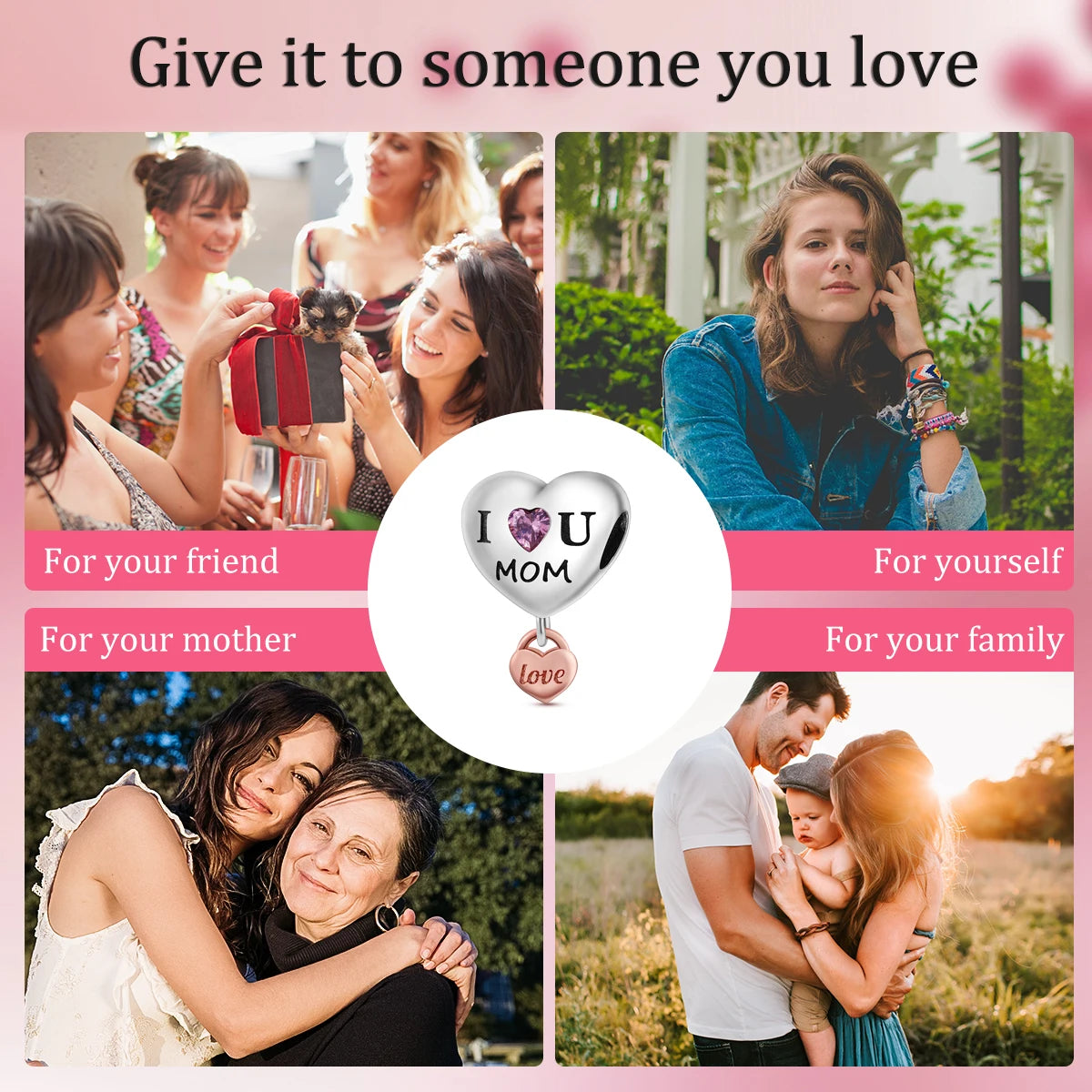 S925 Silver Heart Love Mom Infinity Charm | Dangle Bead Fit Bracelet Jewelry Mother’s Day Gift