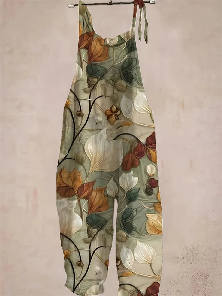Women’s Clover Print Jumpsuit – Loose Fit, Comfortable Breathable Plus Size Casual & Partywear One-Piece Outfit