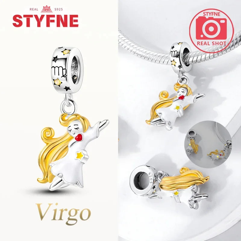 925 Sterling Silver Luminous Constellation Zodiac Charm – Scorpio, Aries, Cancer Pendant Bead Fit Original Pandora Bracelet Women Jewelry