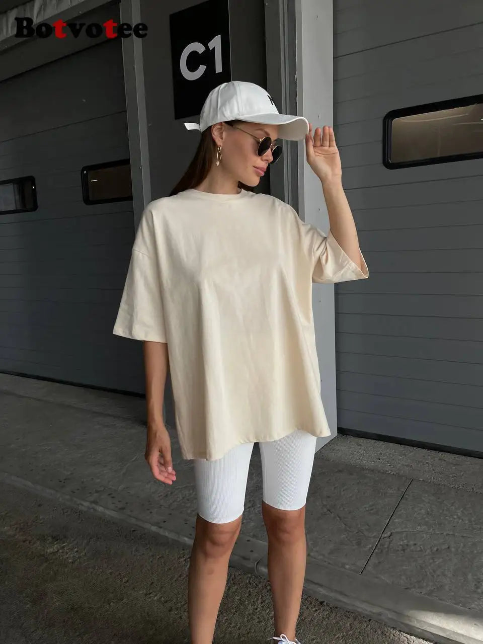 Botvotee 21 Colors Oversized Basic T-Shirts for Women | 100% Cotton Casual Summer Tops | Solid Color Loose Fit Tees