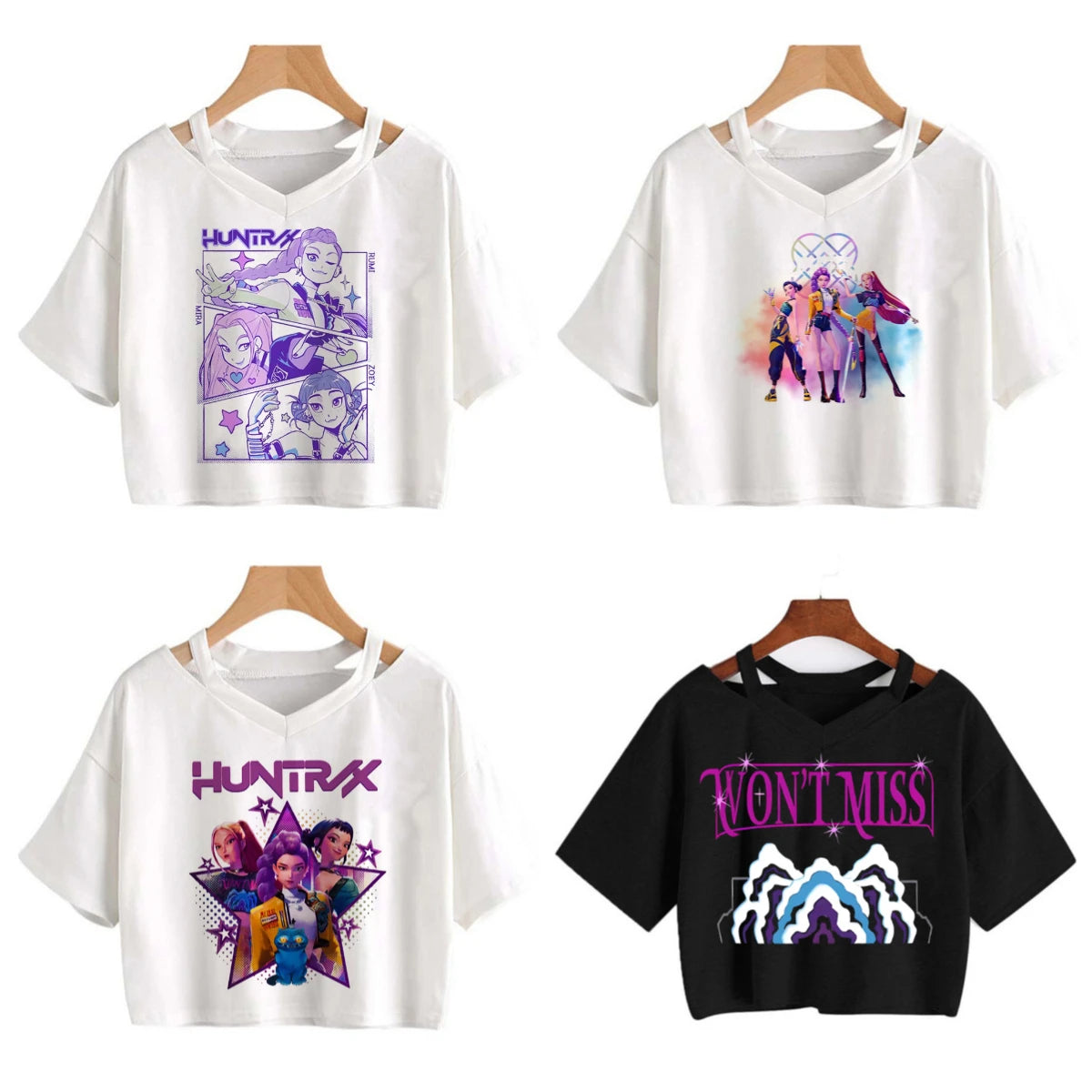Kpop Demon Hunters Girls Crop T-Shirt – Women’s O-Neck Summer Y2K Punk Sleeveless Top