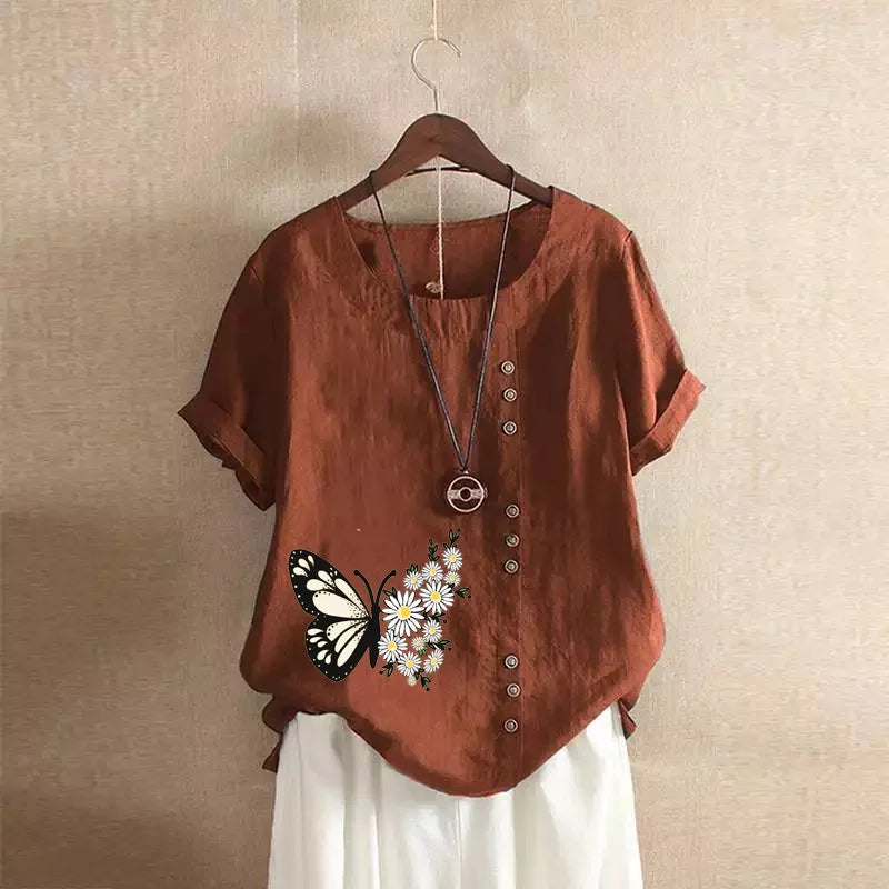 Women Cotton Linen Streetwear Summer Y2K Tops – Vintage Casual Elegant T-Shirt Loose Fashion Tee 👕✨