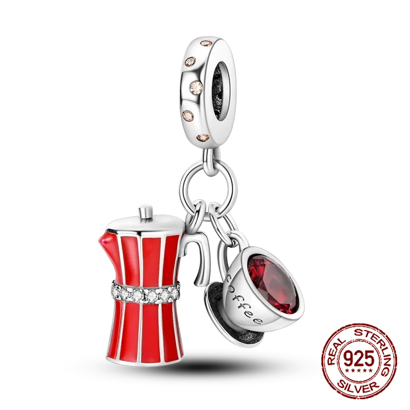 925 Sterling Silver Red Series Charms | Heart, Car & Strawberry Dangle Beads for Original Bracelet DIY Jewelry