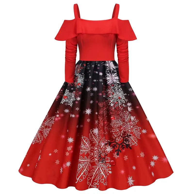 Elegant Spaghetti Strap Halloween Party Dress – Vintage Long Sleeve Ruffle Evening Prom Costume for Women | Autumn Winter
