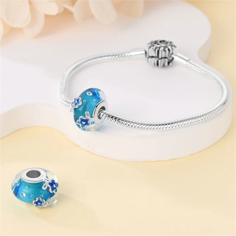 925 Sterling Silver Round Colored Zircon Spacer Beads – Fits Pandora Original Bracelets DIY Exquisite Party Jewelry