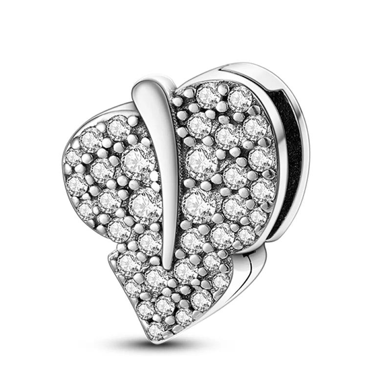 925 Sterling Silver Colorful Charms – Rose, Crown, Rainbow & Heart Dangle Beads Fit Pandora Bracelet & Necklace