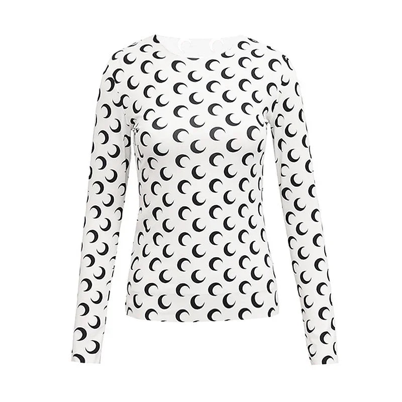 Spring Autumn Women’s Long Sleeve Ice Silk T-Shirt – Sun Protection Printed Mesh Base Layer Casual Top 🌿✨