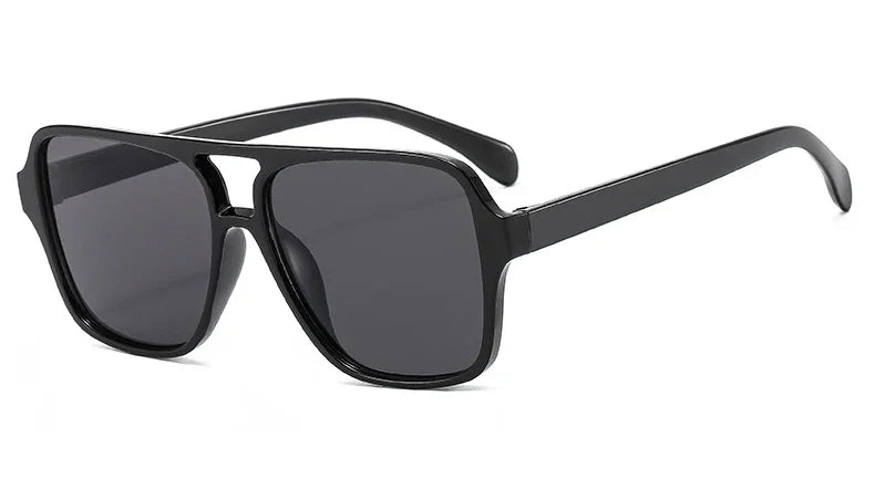 Vintage Double Bridge Yellow Sunglasses for Women – Oversized Square Luxury Shades | Female Pilot Style Eyewear