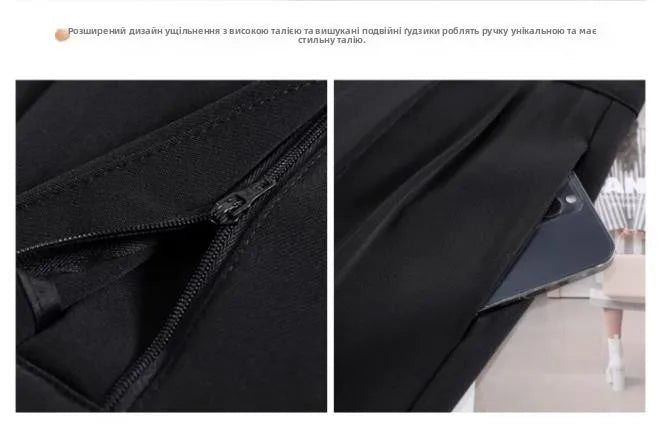 Women’s Slim Fit Straight Leg Suit Pants | Summer Thin Black Casual Trousers for Pear Shaped Body & Wide Hips