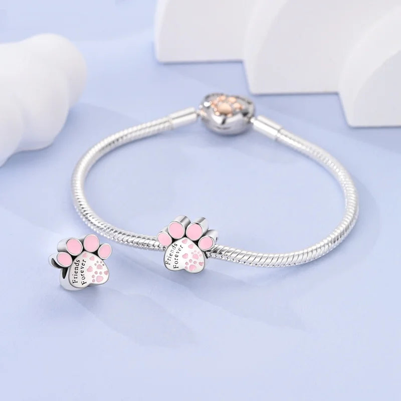 Cute Pet Kitten Puppy Sheep Charms | Fit 925 Original Pandora Bracelets | Colorful Zircon Beads DIY Jewelry Gift