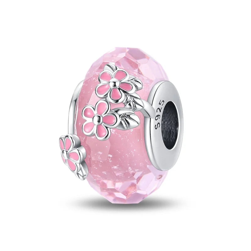 925 Sterling Silver Round Colored Zircon Spacer Beads – Fits Pandora Original Bracelets DIY Exquisite Party Jewelry