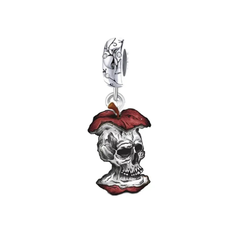 Original 925 Sterling Silver Horror Charms – Nun, Grim Reaper & Poison Apple Pendants for DIY Bracelet