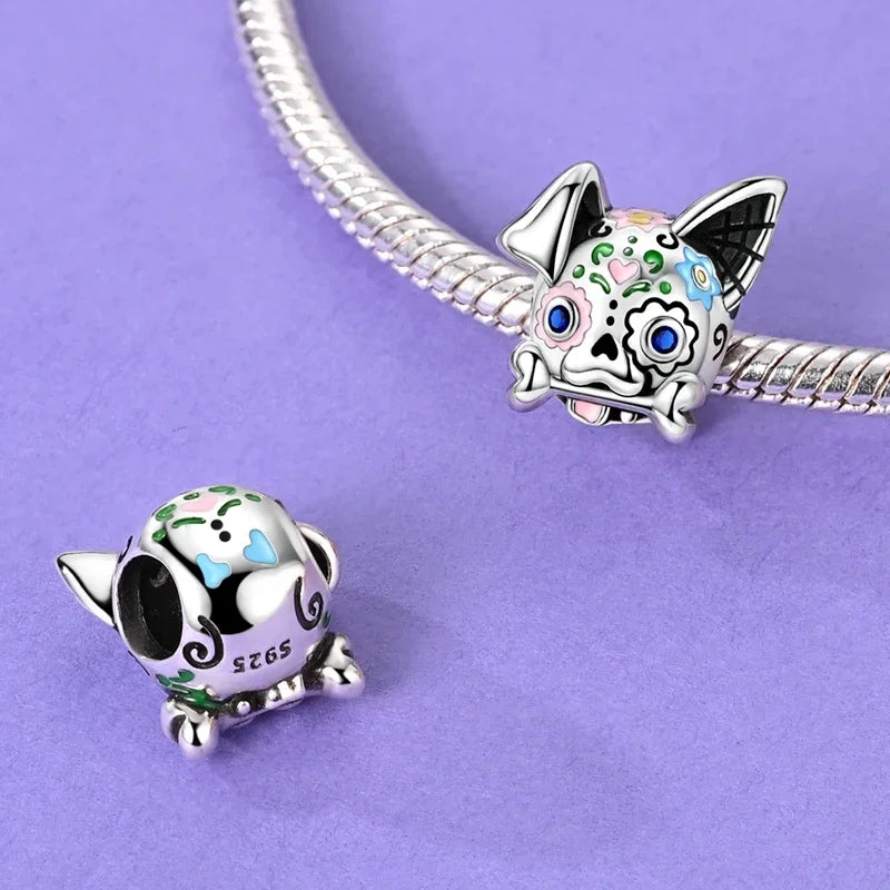 Halloween 925 Sterling Silver Luminous Pumpkin Witch Charm | Skeleton, Mummy & Candy Bead for DIY Bracelet Jewelry Gift