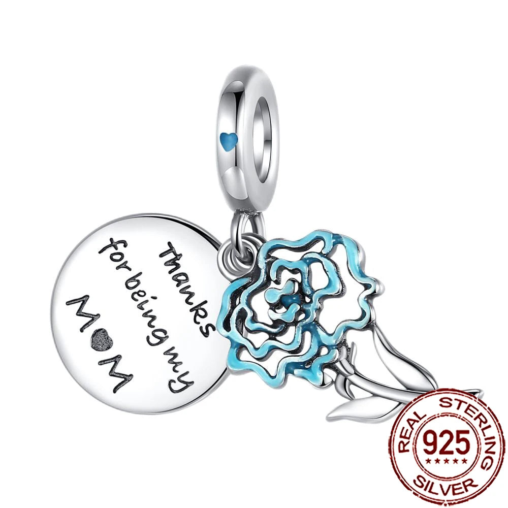 2025 New 925 Sterling Silver Family Love Heart Charm Beads | Sister, Daughter & Mother Pendant for Bracelets & DIY Jewelry