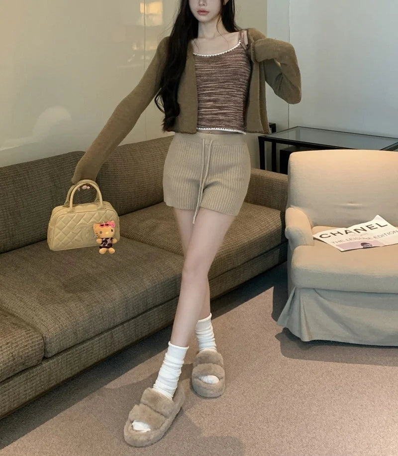 High Waist Knitted Wool Wide-Leg Pants for Women – Autumn Casual Straight Bootcut Trousers