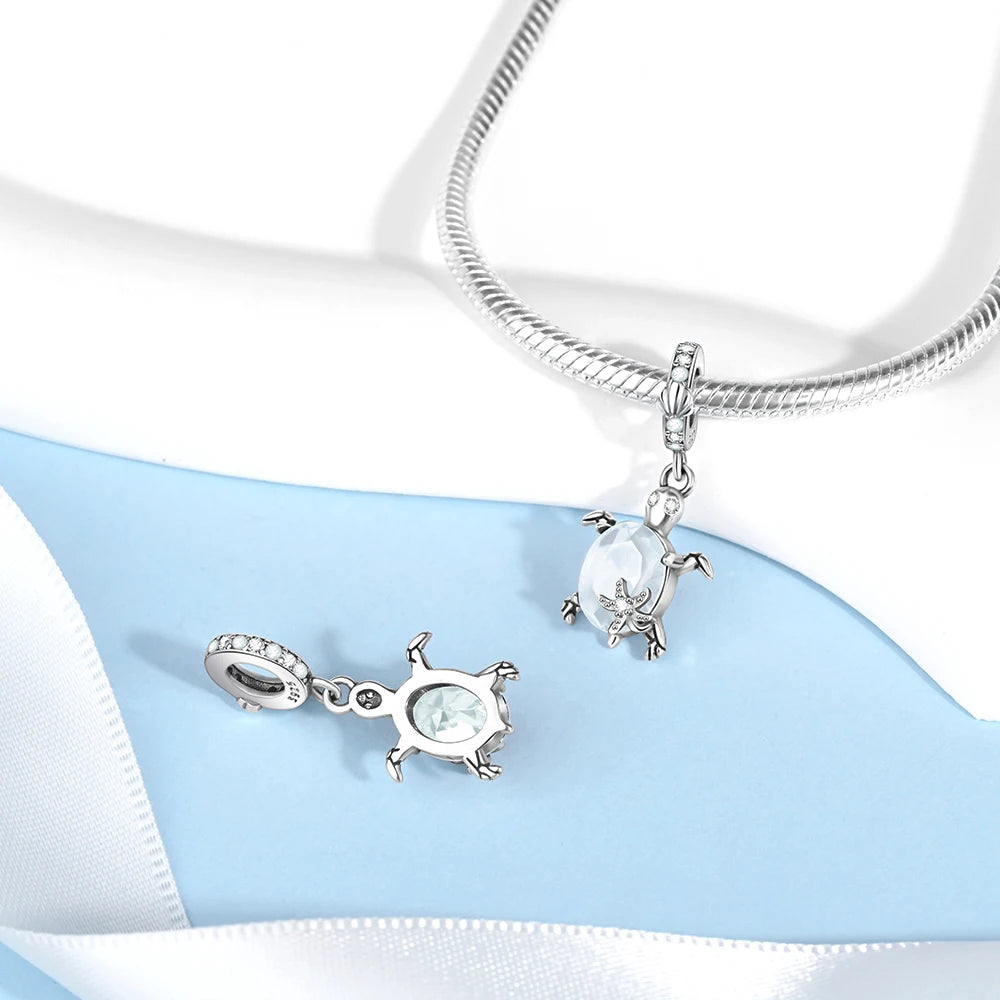Hot Sale 925 Sterling Silver Summer Ocean Star & Turtle Dangle Charm Bead | Fit Pandora Bracelet