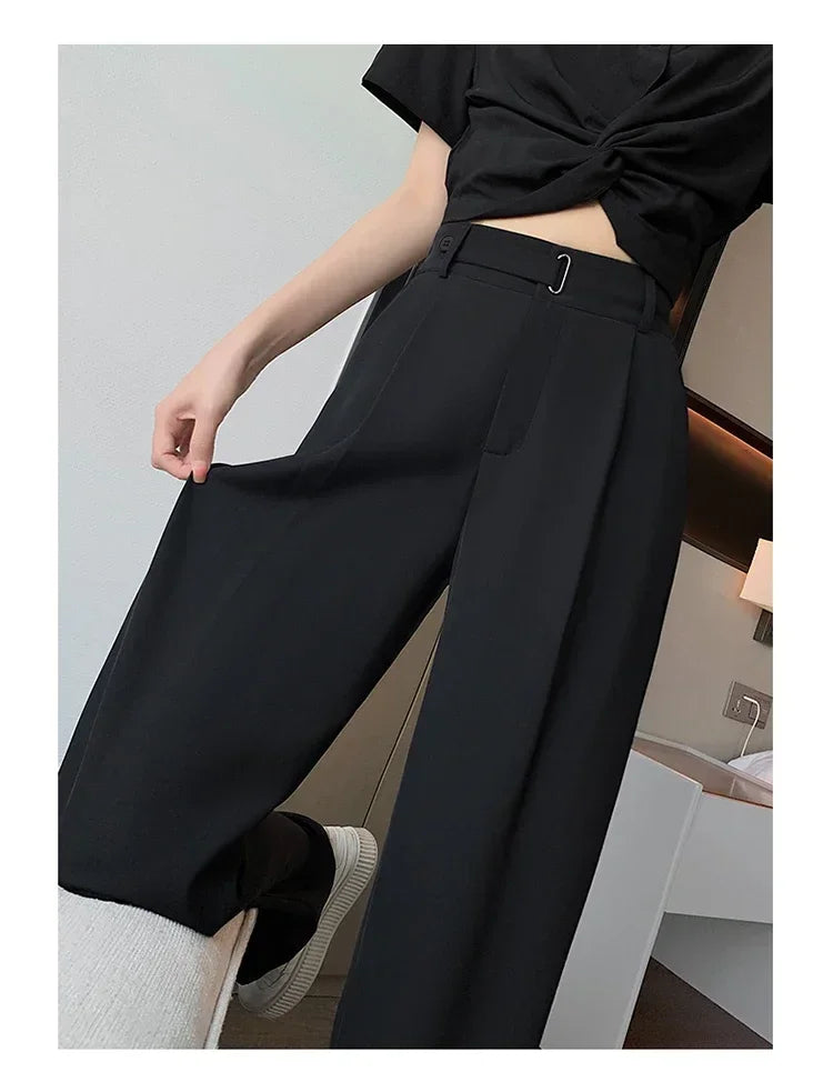 Office Ladies Casual Wide Leg Pants – Women’s Elegant High Waist Loose Trousers Spring Summer 2025