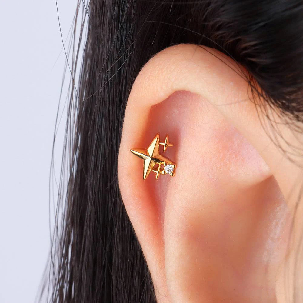 Aide 925 Sterling Silver Geometric Multi Piercing Stud Earrings for Women – K Gold Tassel Elegant Jewelry Gift