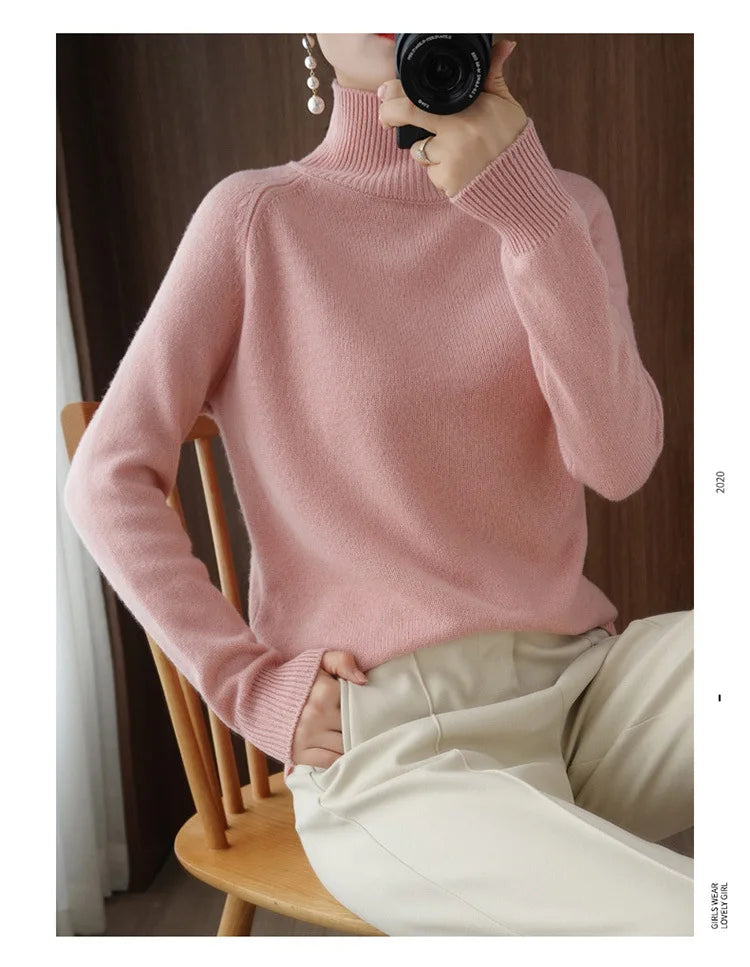 2025 Casual Autumn Winter Women Turtleneck Sweater – Thick Warm Long Sleeve Korean Knit Pullover