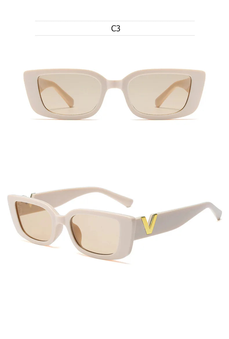 Retro Rectangle Sunglasses for Women – Brand Designer Vintage Small Frame Luxury Sun Glasses | Classic Black Square