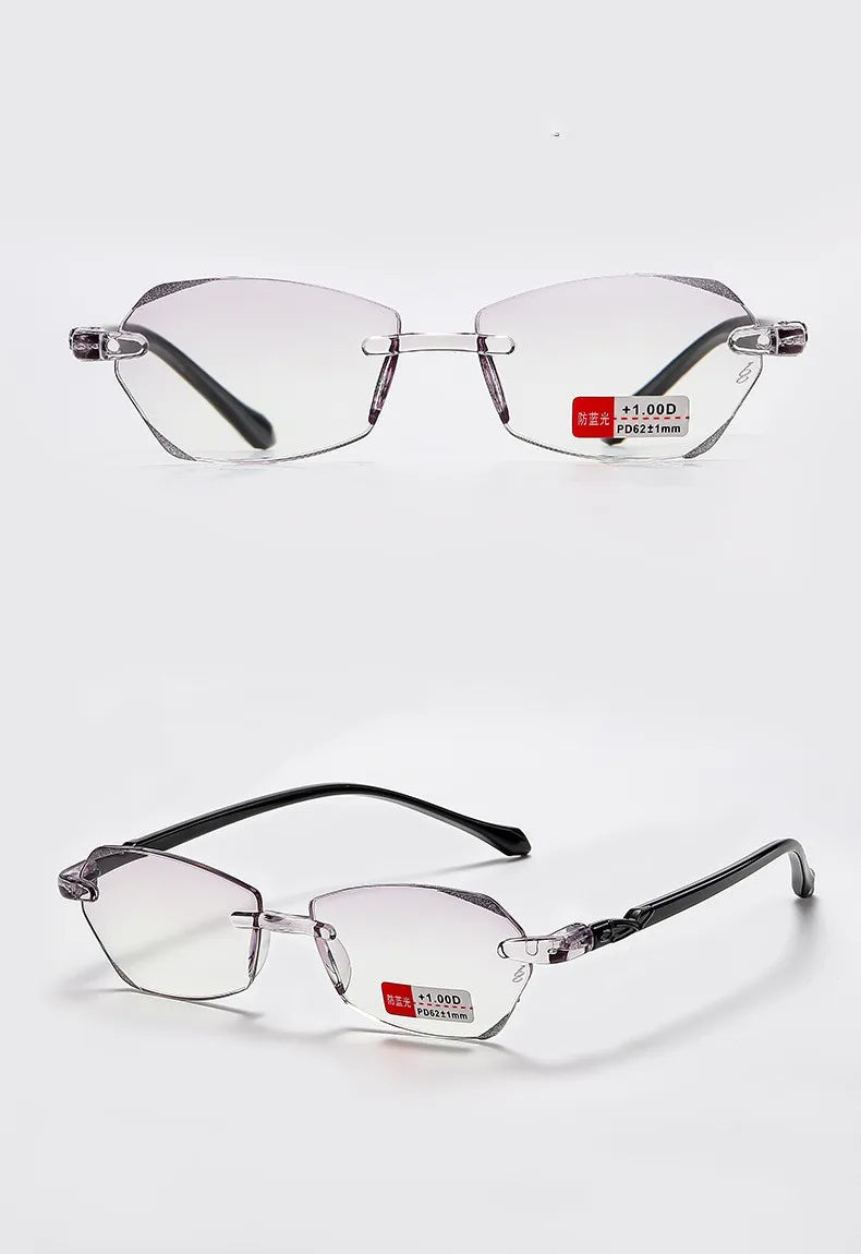 New Diamond Cut High Definition Reading Glasses – Men & Women Far-Sighted Hyperopia Eyewear | Classic Rimless Presbyopia Eyeglasses