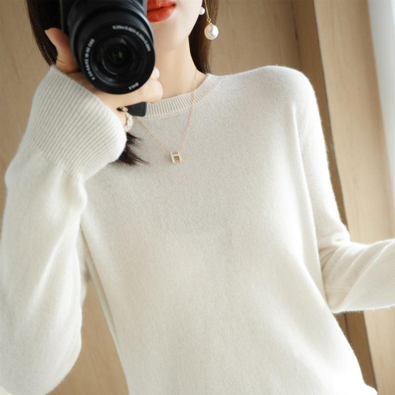 2025 Women Sweater Korean Fashion – Spring Autumn Long Sleeve O-Neck Knitwear Soft Warm Pullovers Bottoming Shirts