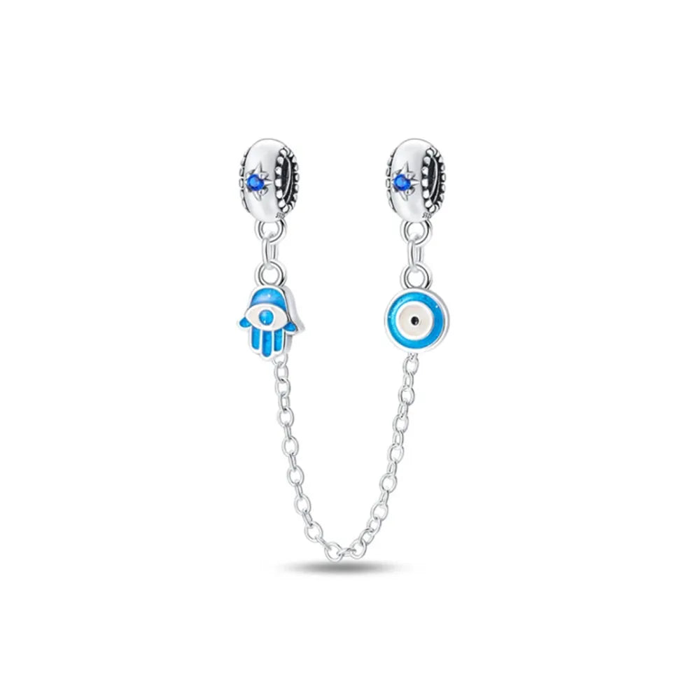 925 Sterling Silver Butterfly, Moon & Life Tree Safety Chain | Fits Original Bracelet DIY Jewelry Accessory