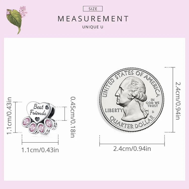 BISAER 925 Sterling Silver Dog Charm | Cute Dachshund Pet Bead Pendant for Women’s DIY Bracelet Jewelry