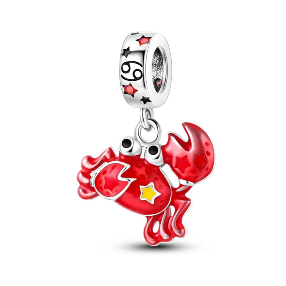 New 925 Sterling Silver Zodiac Charm | Twelve Constellations Series Libra Scorpio Gemini Fit Original Bracelet Women Jewelry