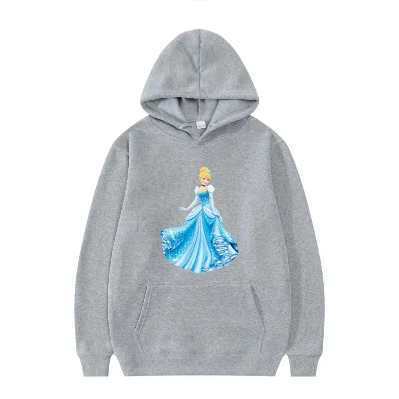 Disney Princess Graphic Hoodie | Y2K Sweet Style Long Sleeve Sweatshirt with Pockets for Women