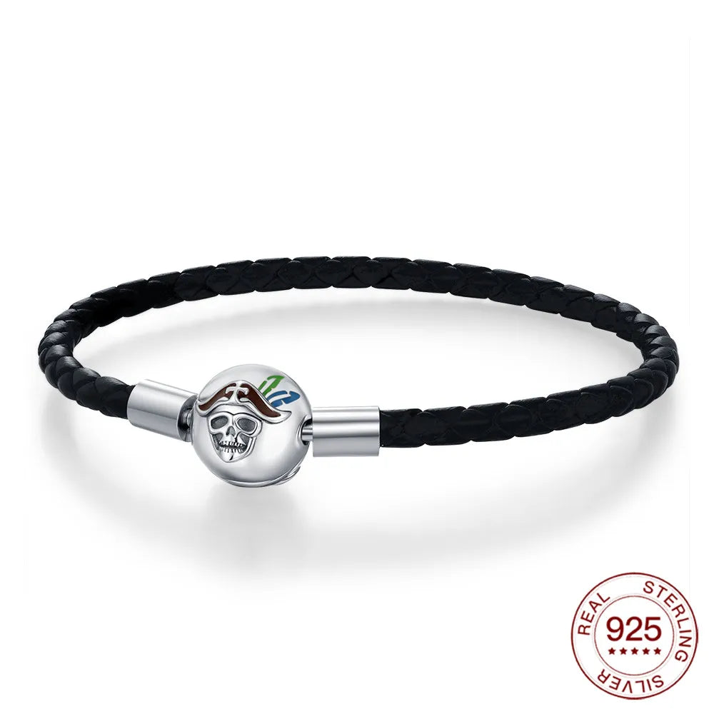 925 Sterling Silver Drop Rubber Bracelet | Love Butterfly & Clover Charm for Women’s DIY Jewelry & Gift