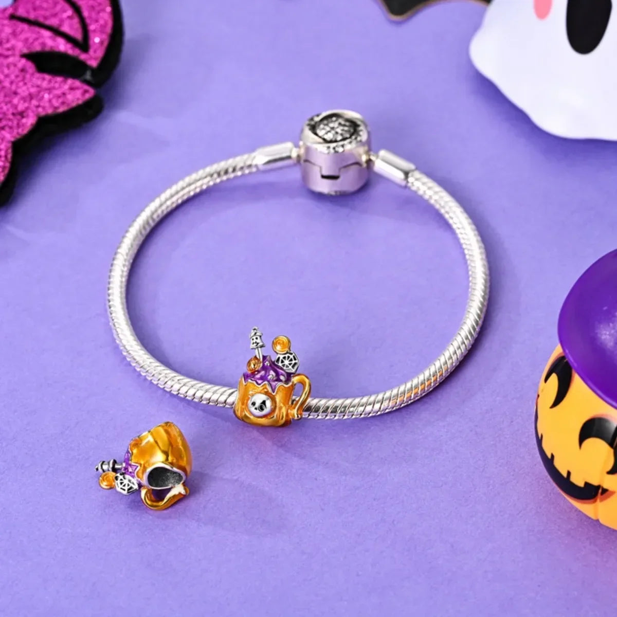 Original 925 Sterling Silver Halloween Charms | Pumpkin, Skull, Witch & Ghost Beads for Earrings, Pendants, Bracelets & Necklaces