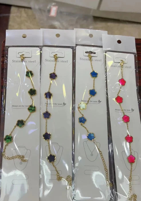 Stainless Steel Leaf Flower Jewelry Set | Non-Fading Minimalist Pendant Necklace, Earrings & Bracelet – Women’s Fashion Set