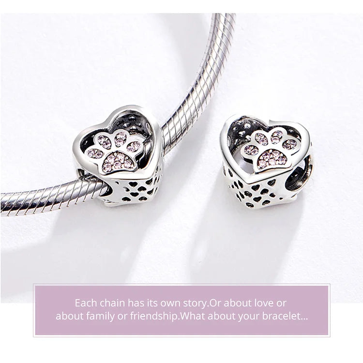 BISAER 925 Sterling Silver Dog Charm | Cute Dachshund Pet Bead Pendant for Women’s DIY Bracelet Jewelry