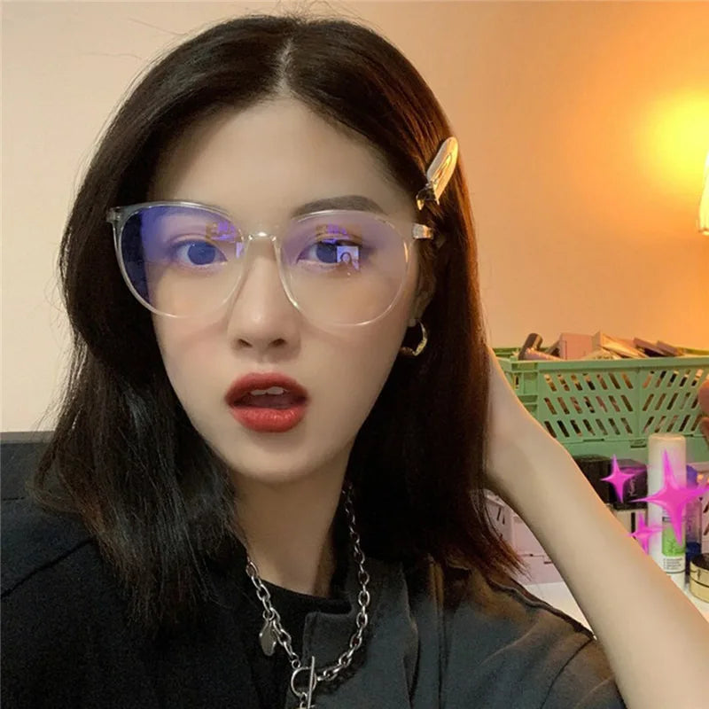 Transparent Anti Blue Light Glasses – Unisex Round Frame Korean Fashion Eyeglasses | Eye Protection Spectacle Eyewear