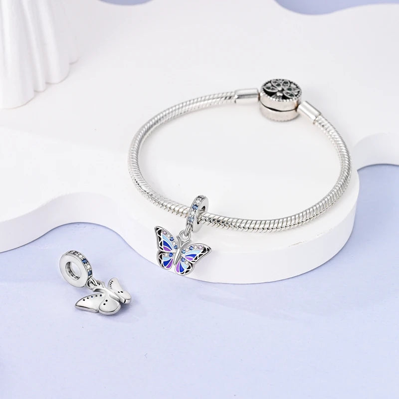 925 Sterling Silver Colorful Luminous Charms | Shell Turtle Star Beads