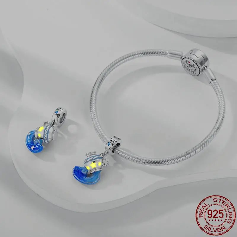 Original 925 Sterling Silver 12 Constellation Luminous Charm | Fits Pandora 3mm Bracelet DIY Jewelry Gift for Women