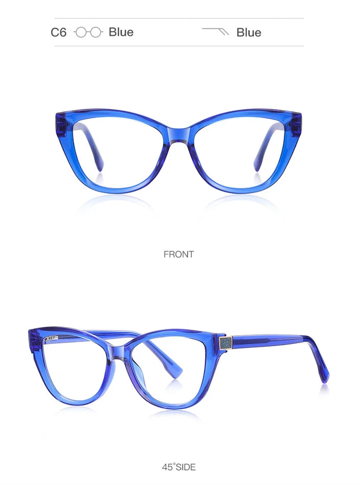 Fashion Women Myopia Glasses – Big Frame TR90 Anti-Blue Light Luxury Cat Eye | Custom Prescription Eyewear 0 to -6.0