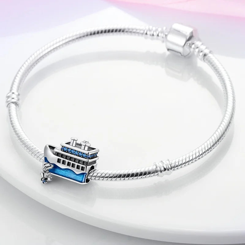 925 Sterling Silver Travel & Luggage Attractions Zircon Charm Beads | Fit Pandora Bracelet