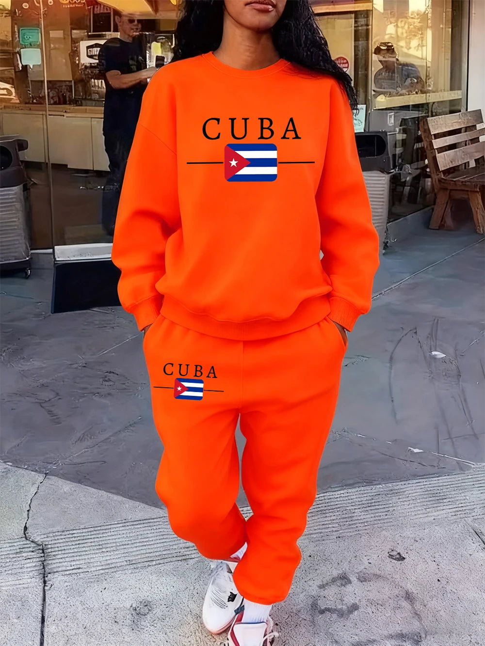 Women’s Cuba Flag Hoodie & Sweatpants 2-Piece Set – Winter Fleece Casual Jogging Outfit 🇨🇺🔥