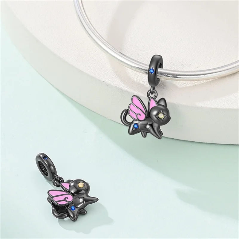 925 Sterling Silver Animal & Love Charms | Cat, Elephant, Bear, Swan & Easter Egg Beads Fit Original 3mm Bracelets DIY Jewelry