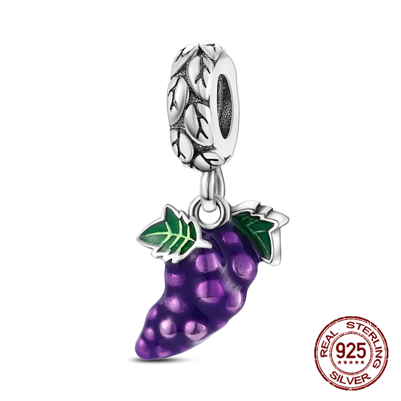 925 Sterling Silver Purple Flower & Butterfly Dangle Charm | Bead for 4MM Bracelet or Necklace DIY Jewelry Gift
