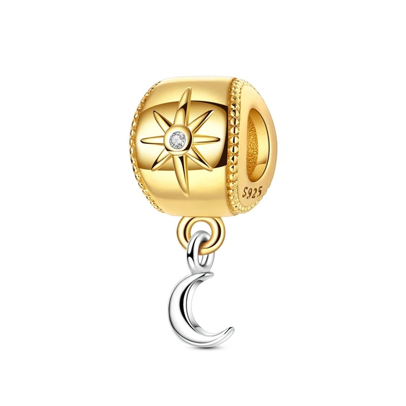 925 Sterling Silver Gold Charms Beads | Leopard, Butterfly, Firefly & Bee Dangle Fit Original Bracelet Women DIY Jewelry Gift