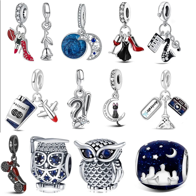 Factory Outlet 925 Sterling Silver Black Cat, Camera & Dog Paw Charms Beads | Fits Pandora Original Bracelet | Fine DIY Jewelry Gift for Friends