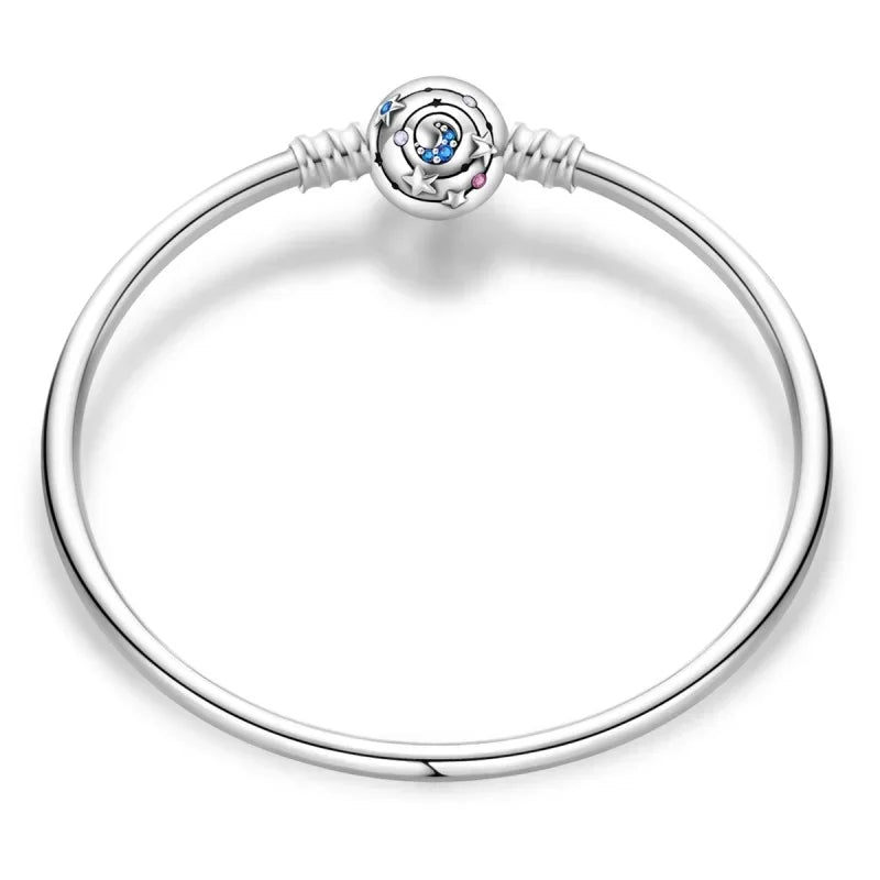 925 Silver Bracelet 17–20CM with Butterfly, Flower, Cat, Shell, Moon & Starfish Charms – DIY Birthday Jewelry Gift