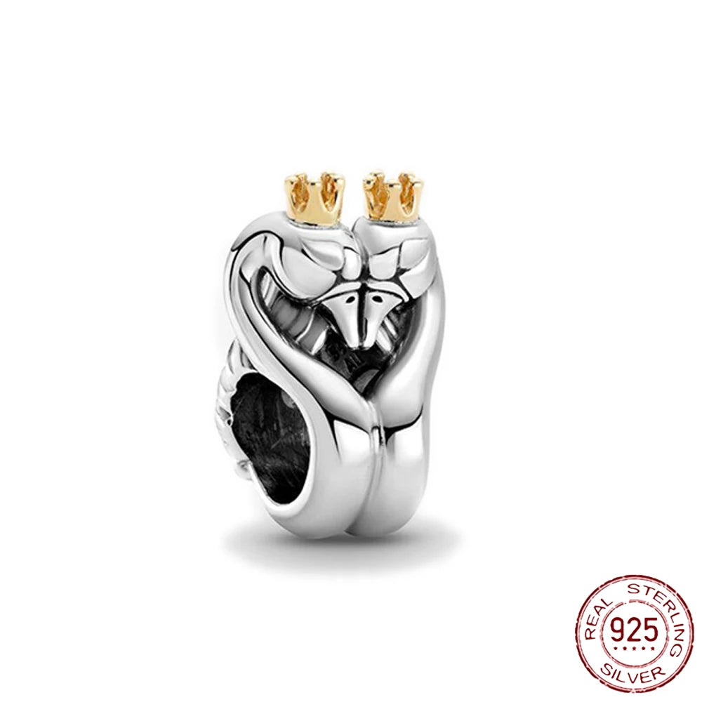 925 Sterling Silver Angel Wings & Swan of Love Heart Charms – Fit Pandora Bracelet DIY Women’s Jewelry Gift