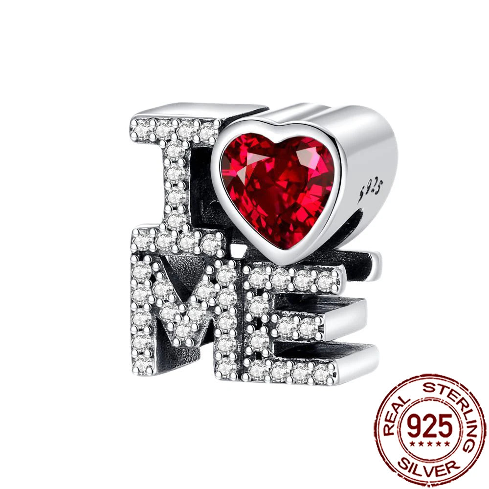 2025 New 925 Sterling Silver Family Love Heart Charm Beads | Sister, Daughter & Mother Pendant for Bracelets & DIY Jewelry