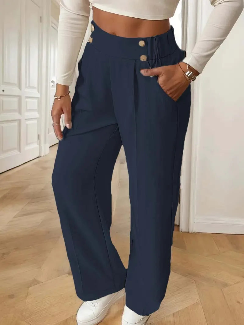 2025 Women’s High Waist Wide Leg Pants | Flowy Floor-Length Minimalist Straight Fit Trousers