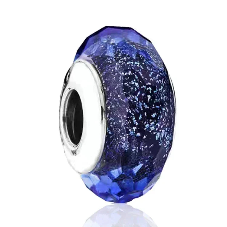 2025 Classic 925 Sterling Silver Colored Flower & Leaf Murano Glass Charm Beads | DIY Bracelet